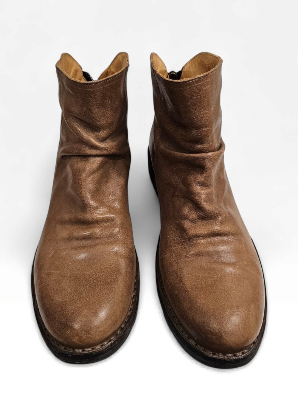FIORENTINI + BAKER Elina Tan Brown Ruched Vamp Leather Ankle Boots 40/Wmn 10 - Picture 3 of 11